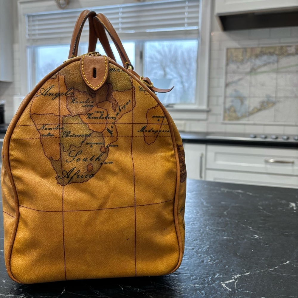 Alviero Martini 1A Classe Geo Map Mini Tote Bag Tan Italy Leather - Picture 4 of 12